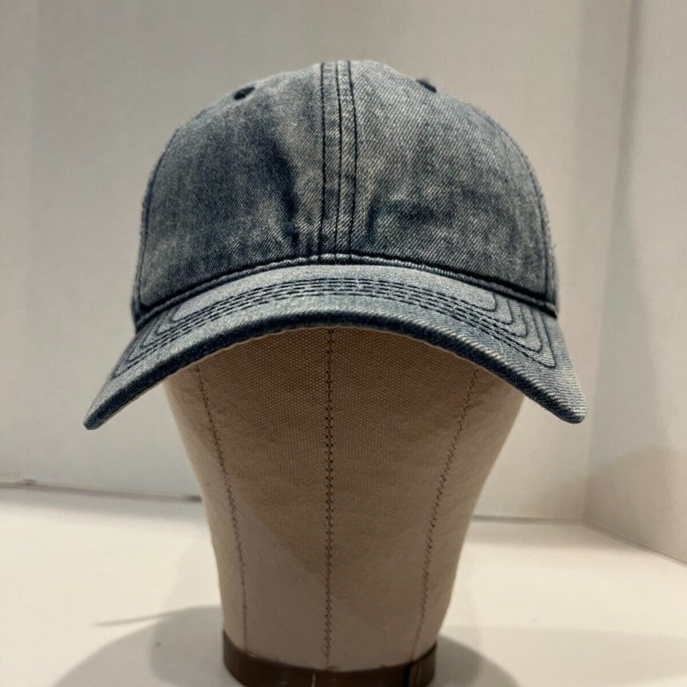 Blue Denim Dad Hat Adjustable OSFM Plain Solid No Logos, Clean Preowned